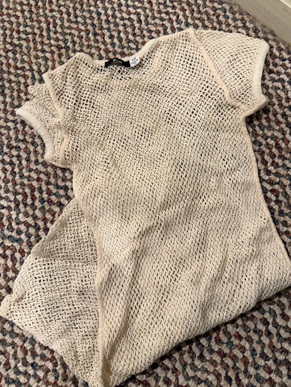 BDG Cream Open-Knit Scoop Neck crochet dress